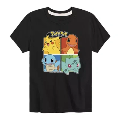 Air Waves Little & Big Kid Boys Crew Neck Short Sleeve Regular Fit Pokeman Graphic T-shirt In Black