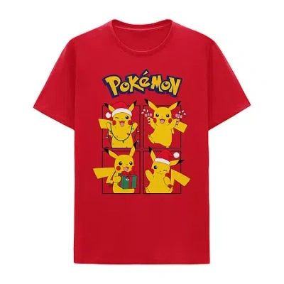 Hybrid Tees Pikachu Little & Big Kid Boys Crew Neck Short Sleeve Regular Fit Pokeman Graphic T-shirt In Red