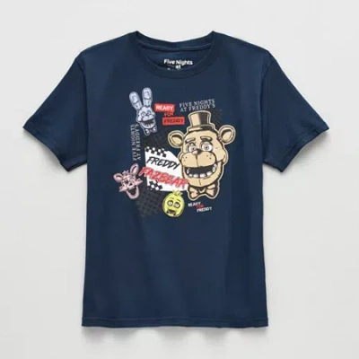 Bioworld Little & Big Kid Boys Crew Neck Short Sleeve Regular Fit Five Nights At Freddys Graphic T-shirt In Blue