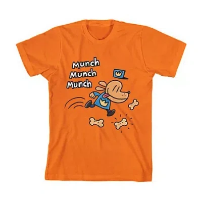 Bioworld Dog Man Little & Big Kid Boys Crew Neck Short Sleeve Regular Fit Graphic T-shirt In Multi