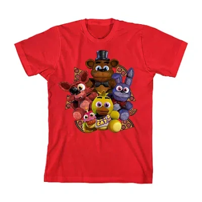 Bioworld Boys Crew Neck Short Sleeve Relaxed Fit Five Nights At Freddys Graphic T-shirt In Red