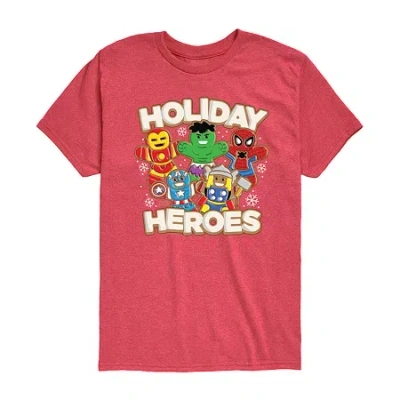 Air Waves Little & Big Kid Boys Crew Neck Short Sleeve Regular Fit Avengers Graphic T-shirt In Red