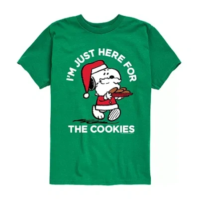 Air Waves Snoopy Little & Big Kid Boys Crew Neck Short Sleeve Regular Fit Peanuts Graphic T-shirt In Green