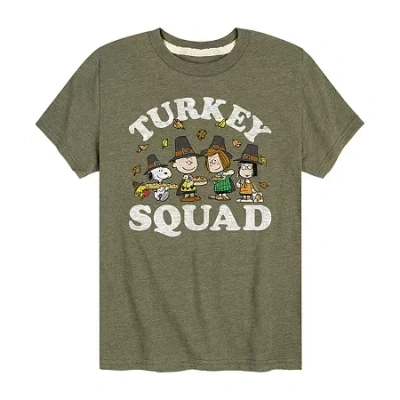 Air Waves Little & Big Kid Boys Crew Neck Short Sleeve Peanuts Graphic T-shirt In Animal Print