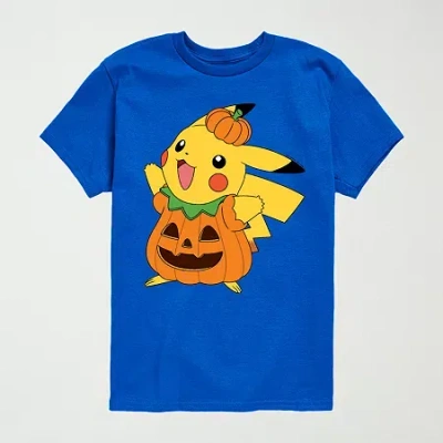 Air Waves Pikachu Little & Big Kid Boys Crew Neck Short Sleeve Regular Fit Pokeman Graphic T-shirt In Animal Print