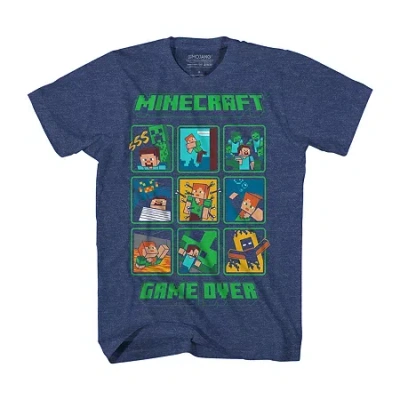Mad Engine Little & Big Kid Boys Crew Neck Short Sleeve Regular Fit Minecraft Graphic T-shirt In Blue