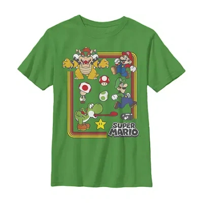 Fifth Sun Little & Big Kid Boys Crew Neck Short Sleeve Slim Fit Super Mario Graphic T-shirt In Green