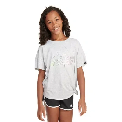 Adidas Originals Big Kid Girls Crew Neck Short Sleeve Loose Fit Graphic T-shirt In White