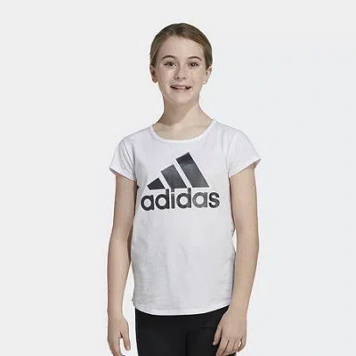 Adidas Originals Big Kid Girls Round Neck Short Sleeve Regular Fit Graphic T-shirt In White