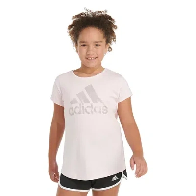 Adidas Originals Big Kid Girls Crew Neck Short Sleeve Regular Fit Graphic T-shirt In White