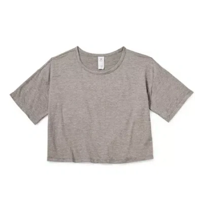 Xersion Little & Big Kid Girls Crew Neck Short Sleeve Active T-shirt In Gray