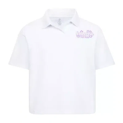 Converse Big Kid Girls Short Sleeve Boxy Fit Polo Shirt In White