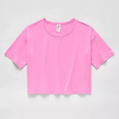 Xersion Little & Big Kid Girls Crew Neck Short Sleeve Active T-shirt In Pink