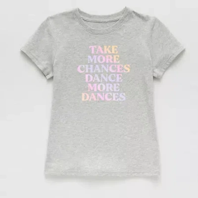 Xersion Little & Big Kid Girls Crew Neck Short Sleeve Regular Fit Graphic T-shirt In Gray