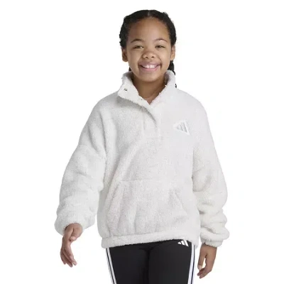 Adidas Originals Sherpa Big Kid Girls Mock Neck Long Sleeve Active Quarter-zip Pullover In Multi