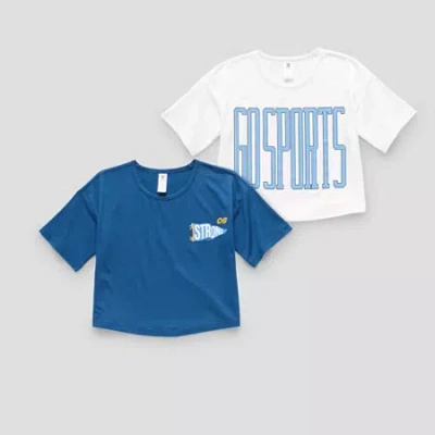 Xersion Little & Big Kid Girls Crew Neck Short Sleeve Modern Fit 2-pc. Graphic T-shirt In White