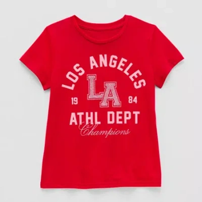 Xersion Little & Big Kid Girls Crew Neck Short Sleeve Regular Fit Graphic T-shirt In Red