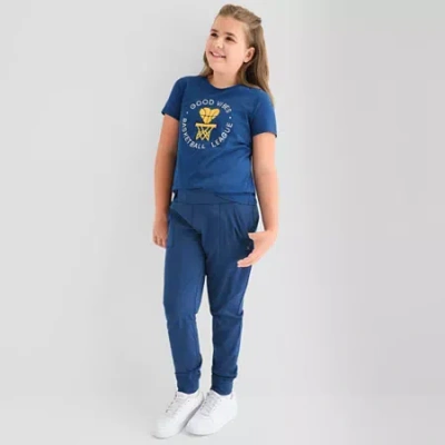 Xersion Performance Little & Big Kid Girls Stretch Fabric Cuffed Mid Rise Regular Fit Jogger Pant In Blue