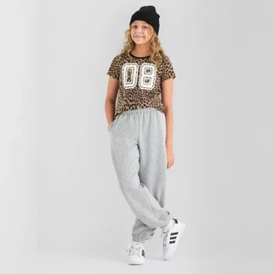 Xersion Little & Big Kid Girls Cinched High Rise Regular Fit Fleece Jogger Pant In Gray
