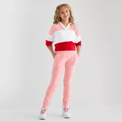 Xersion Performance Little & Big Kid Girls Stretch Fabric Cuffed Mid Rise Regular Fit Jogger Pant In Pink