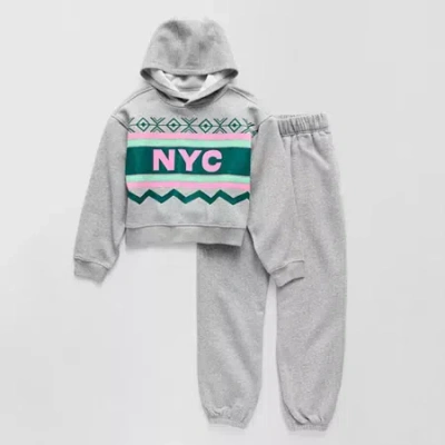 Xersion Fleece Little & Big Kid Girls 2-pc. Pant Set In Gray