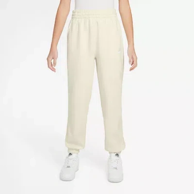 Nike Club Big Kid Girls Cuffed Loose Fit Fleece Jogger Pant In White