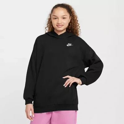 Nike Club Big Kid Girls Long Sleeve Fleece Active Hoodie In Black