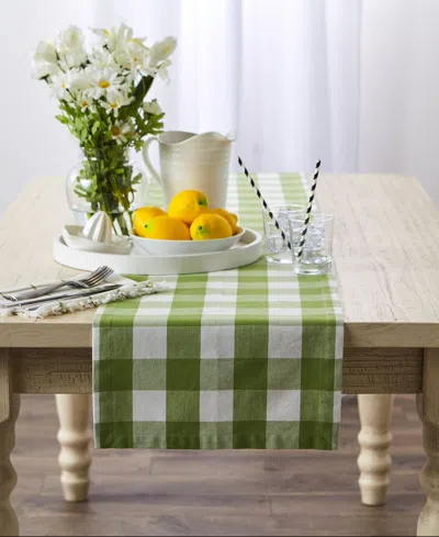Design Imports Buffalo Check Table Runner, 14" X 72" In Green
