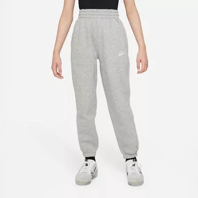 Nike Club Big Kid Girls Cuffed Loose Fit Fleece Jogger Pant In Gray