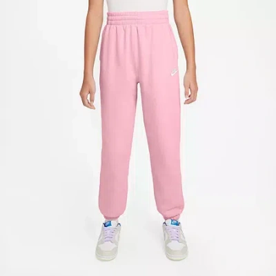 Nike Club Big Kid Girls Cuffed Loose Fit Fleece Jogger Pant In Pink