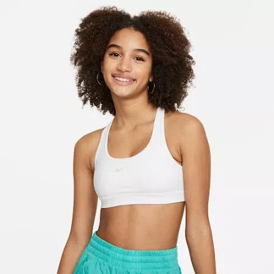 Nike Dri-fit Swoosh Big Kid Girls Sports Bra In White