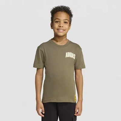 Adidas Originals Toddler & Little Unisex Crew Neck Short Sleeve Regular Fit The Simpsons Graphic T-shirt In Green