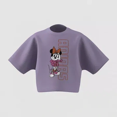 Adidas Originals X Disney Toddler & Little Girls Crew Neck Short Sleeve Regular Fit Minnie Mouse Graphic T-shirt In Purple