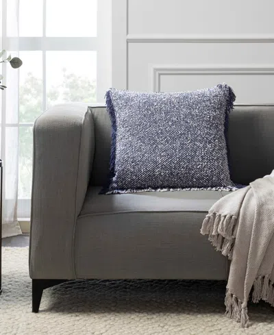 Tahari Home Heathered Fringe Decorative Pillow, 20" X 20" In Blue
