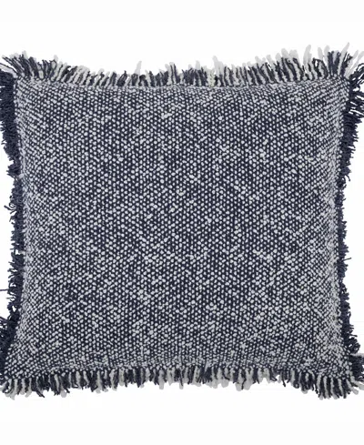 Tahari Home Heathered Fringe Decorative Pillow, 20" X 20" In Blue