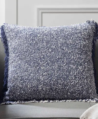 Tahari Home Heathered Fringe Decorative Pillow, 20" X 20" In Blue