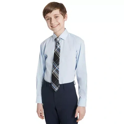 Collection By Michael Strahan Big Kid Boys Long Sleeve Spread Collar Shirt + Tie Set In Blue