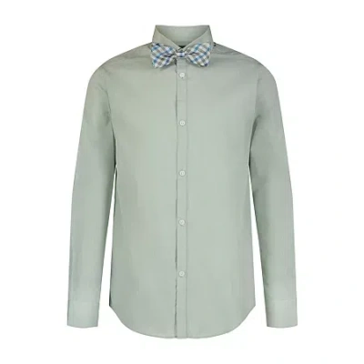 Van Heusen Boys Long Sleeve Point Collar Shirt + Tie Set In Green