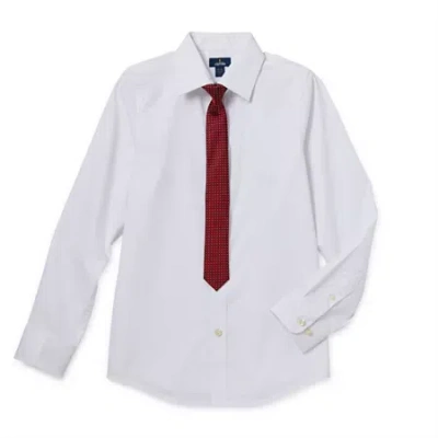 Stafford Little & Big Kid Boys Point Collar Long Sleeve Dress Shirt In White
