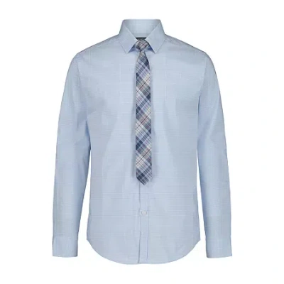 Van Heusen Little & Big Kid Boys Stretch Fabric Long Sleeve Point Collar Shirt + Tie Set In Blue