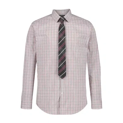 Van Heusen Little & Big Kid Boys Long Sleeve Point Collar Shirt + Tie Set In Gray