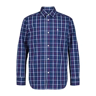 Izod Little & Big Kid Boys Point Collar Long Sleeve Dress Shirt In Blue