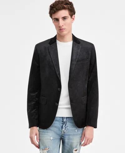 Guess Men's Fulton Embossed Velvet Blazer In Black