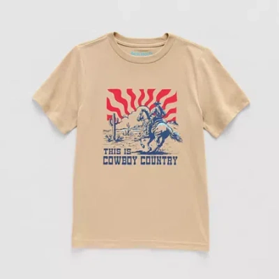 Thereabouts Little & Big Kid Boys Crew Neck Short Sleeve Regular Fit Graphic T-shirt In Sand