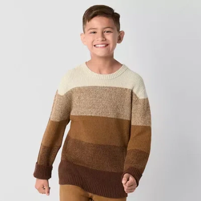 Thereabouts Little & Big Kid Boys Crew Neck Long Sleeve Pullover Sweater In Sand