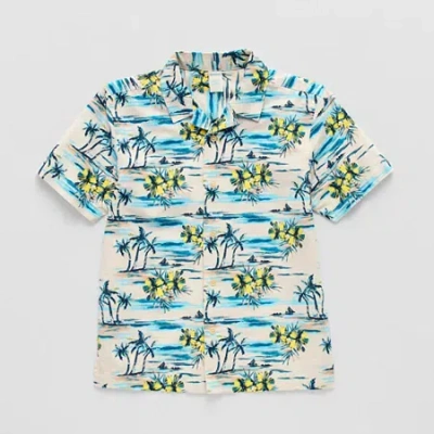 Thereabouts Little & Big Kid Boys Short Sleeve Fitted Sleeve Regular Fit Button-down Shirt In Sand