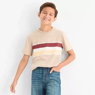 Thereabouts Little & Big Kid Boys Crew Neck Short Sleeve T-shirt In Sand