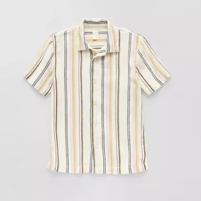 Thereabouts Little & Big Kid Boys Short Sleeve Regular Fit Button-down Shirt In Sand