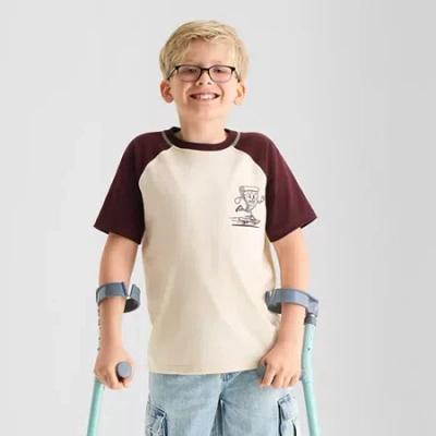 Thereabouts Little & Big Kid Boys Easy-on + Easy-off Sensory Friendly Crew Neck Short Sleeve Adaptive T-shirt In Sand