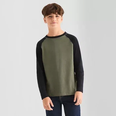 Thereabouts Little & Big Kid Boys Crew Neck Long Sleeve T-shirt In Green